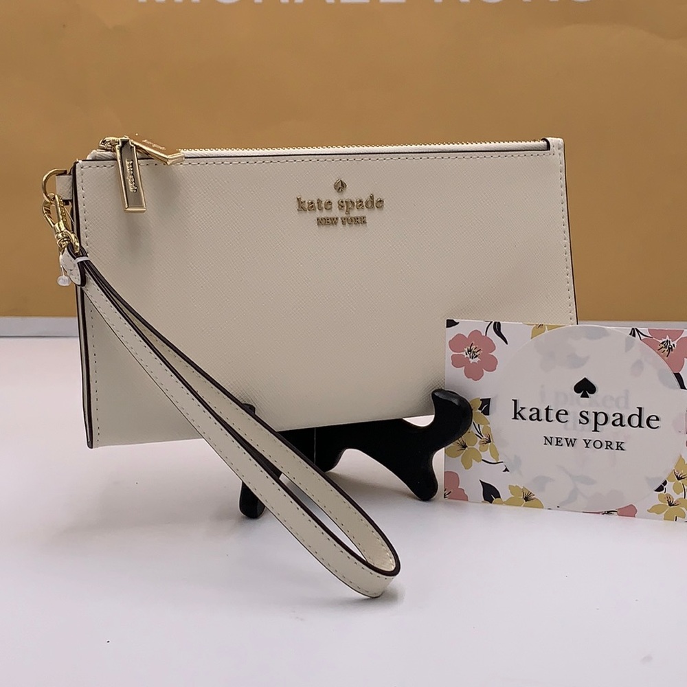 KATE SPADE Madison Double Zip Wristlet Meringue color - Picture 1 of 14